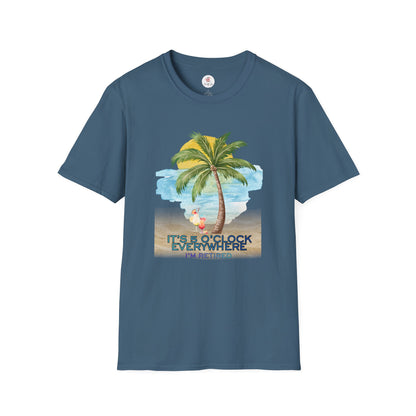 Retirement T-Shirt — "It's 5 O'Clock Everywhere" Tropical Vacation Tee