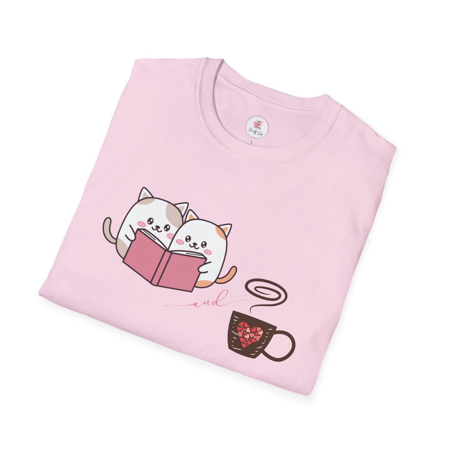Cute Cats, Books, and Coffee T-Shirt