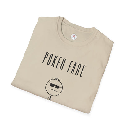 Poker Face T-Shirt — Funny Poker Meme Tee with Stick Figure and Chips