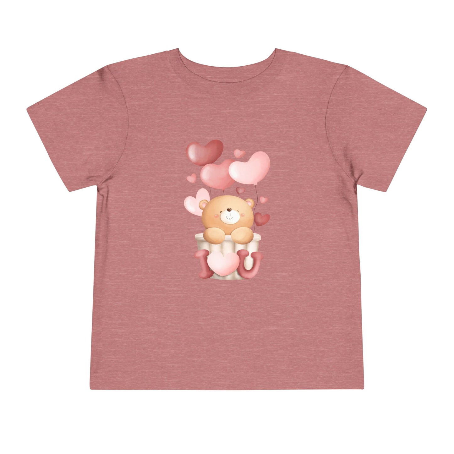 Toddler Tee — Cute Bear with Hearts and "I  Heart U"  T-Shirt
