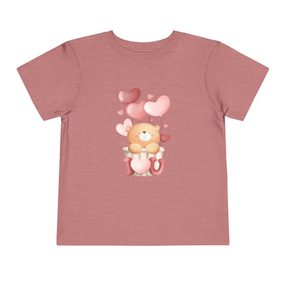 Toddler Tee — Cute Bear with Hearts and "I  Heart U"  T-Shirt