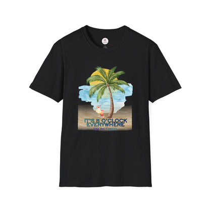 Retirement T-Shirt — "It's 5 O'Clock Everywhere" Tropical Vacation Tee