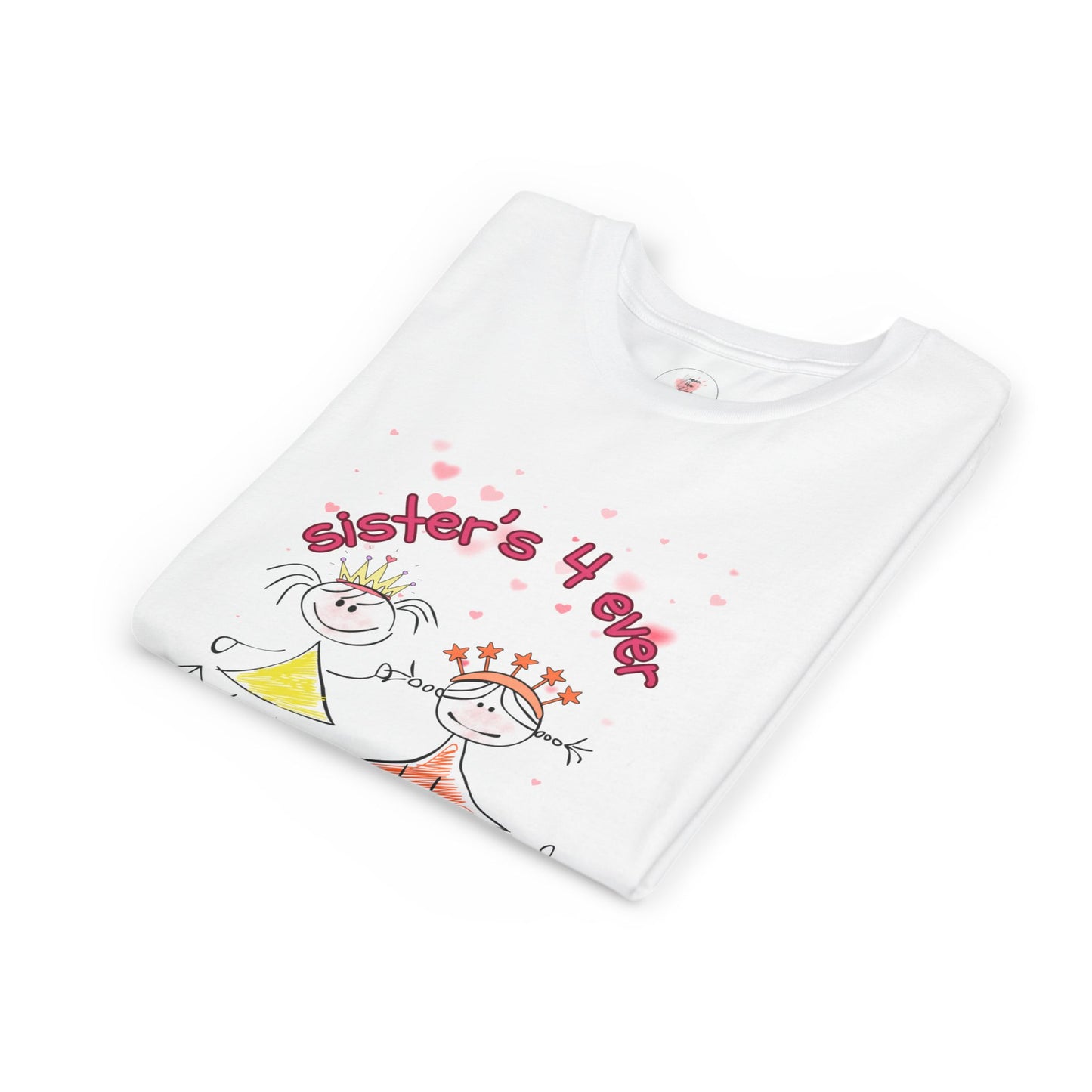 Sisters 4 Ever Youth Tee — Cute Hand-Drawn Sisterhood Kids Shirt