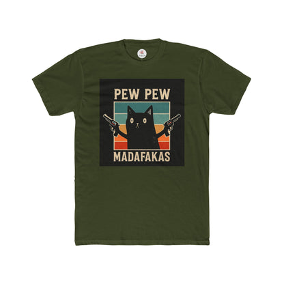 Funny Cat Pew Pew Madafakas Crew Neck T-Shirt