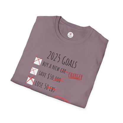 2025 Goals Funny Checklist T-Shirt — Sarcastic New Year Resolution Tee