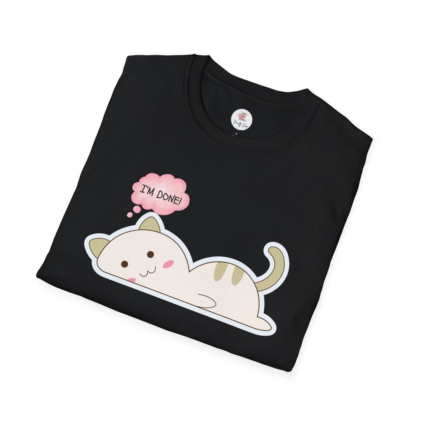 Cute Kawaii Cat T-Shirt – "I'm Done" Lazy Cat Graphic Tee
