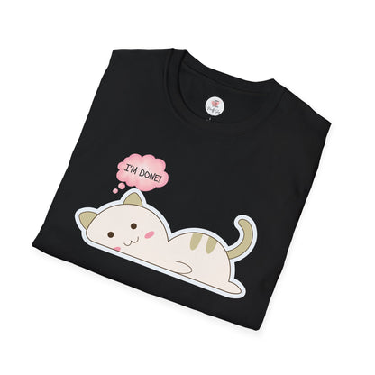 Cute Kawaii Cat T-Shirt – "I'm Done" Lazy Cat Graphic Tee