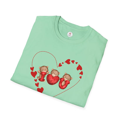 Valentine Teddy Trio Heart T-Shirt – I Love You Cute Bears Valentine Tee