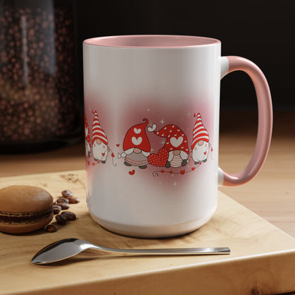 Valentine Gnome Coffee Mug – Cute Heart Gnomes Accent Mug (11/15 oz)