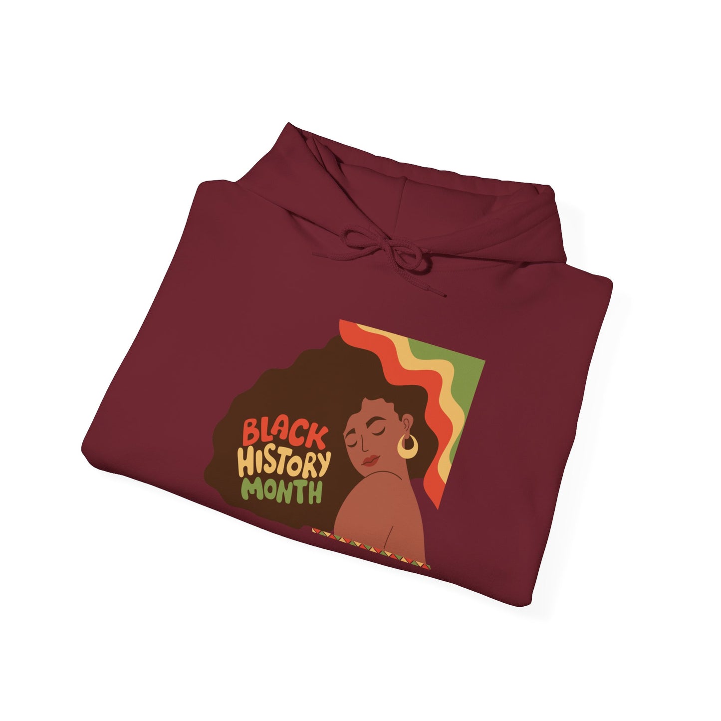 Black History Month Hoodie — Retro Afro Woman Graphic "Black History Month"