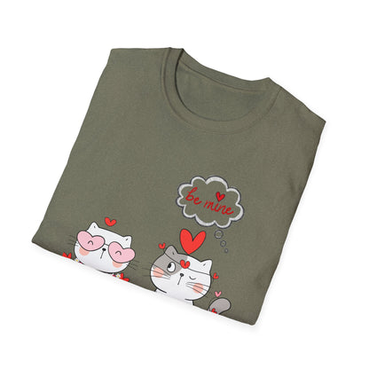Valentine Cat Couple T-Shirt — "Be Mine" Cute Heart Kittens Tee