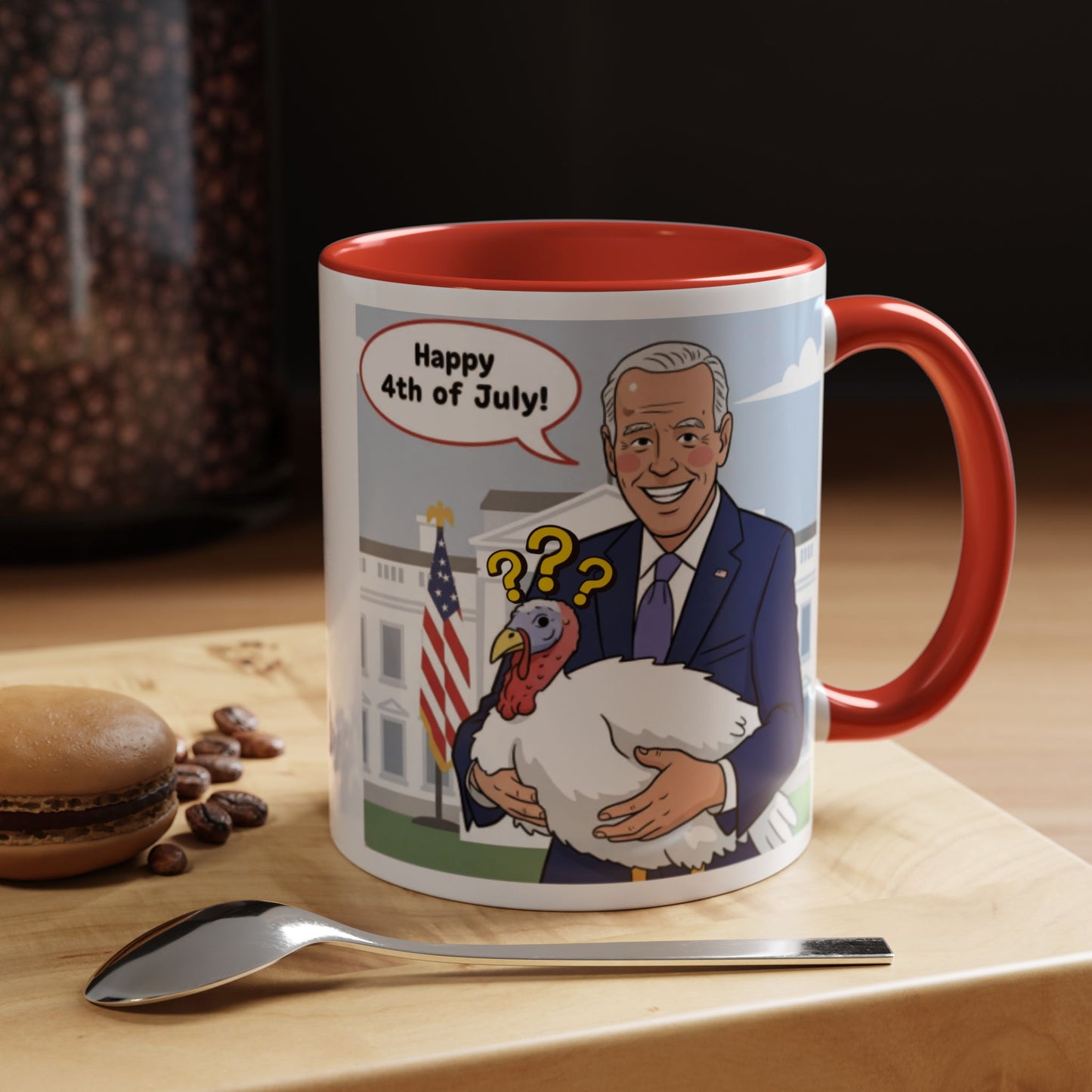 Fourth of July Presidential Turkey Mug - Patriotic Holiday Coffee Cup (11 oz & 15oz)