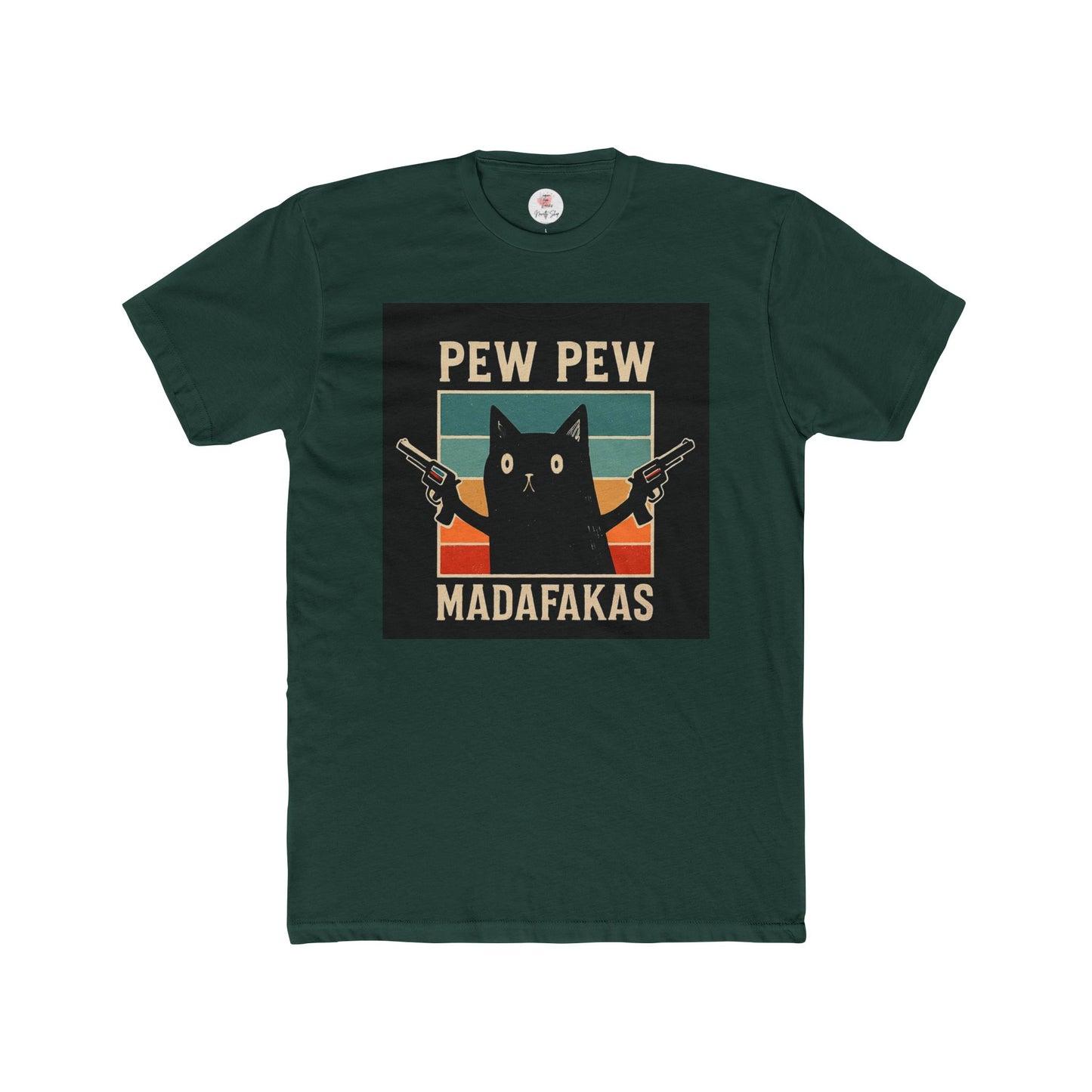Funny Cat Pew Pew Madafakas Crew Neck T-Shirt