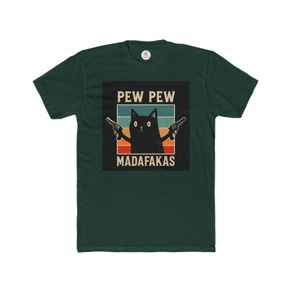 Funny Cat Pew Pew Madafakas Crew Neck T-Shirt