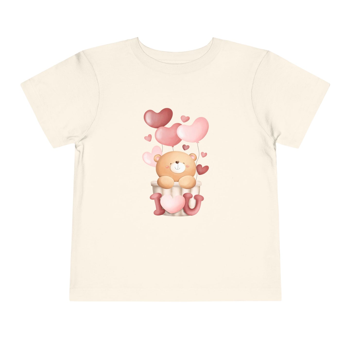 Toddler Tee — Cute Bear with Hearts and "I  Heart U"  T-Shirt