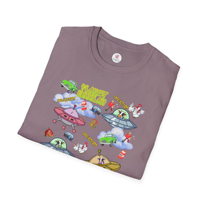 Planet Mooolah Game T-Shirt — Cute Colorful Spaceship Casino Graphic Tee