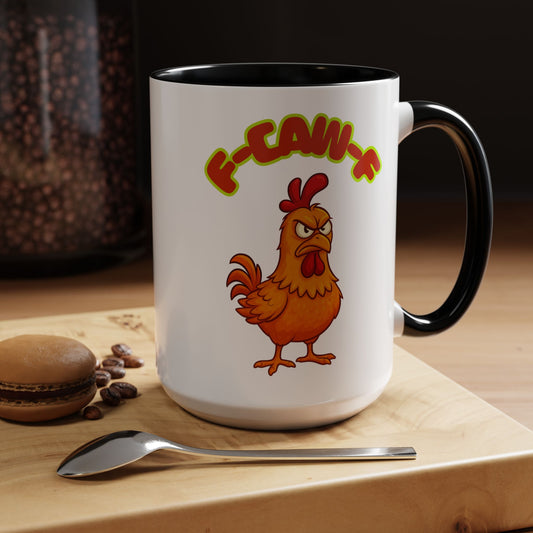Rooster "F-CAW-F" Funny Graphic Coffee Mug (15 oz)