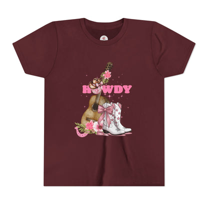Howdy Pink Cowboy Boots & Guitar Youth Tee — Cute Western T-Shirt