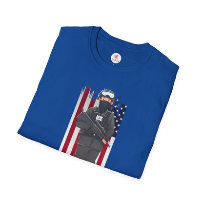 ICE Riot Gear T-Shirt — American Flag Tactical Design