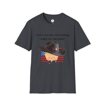 Let's Make Farming Great Again T-Shirt — Patriotic Cowboy Trump Farming Tee