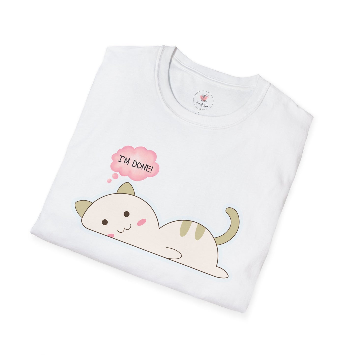Cute Kawaii Cat T-Shirt – "I'm Done" Lazy Cat Graphic Tee