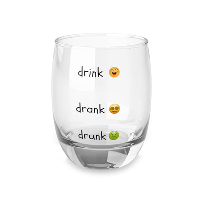 Whiskey Glass — "Drink, Drank, Drunk" Emoji Funny Rocks Glass