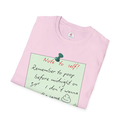Funny 'Note to Self: Poop Reminder' T-Shirt — New Year Resolution Graphic Tee