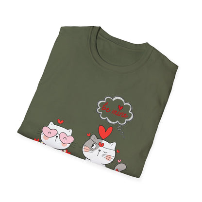 Valentine Cat Couple T-Shirt — "Be Mine" Cute Heart Kittens Tee