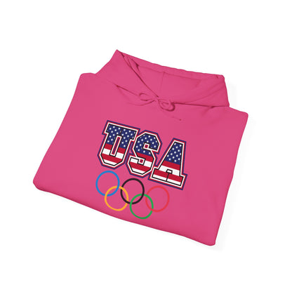 Team USA Olympic Rings Hoodie — American Flag Sports Fan Pullover