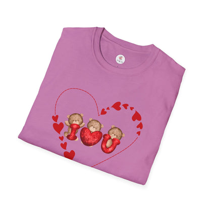 Valentine Teddy Trio Heart T-Shirt – I Love You Cute Bears Valentine Tee
