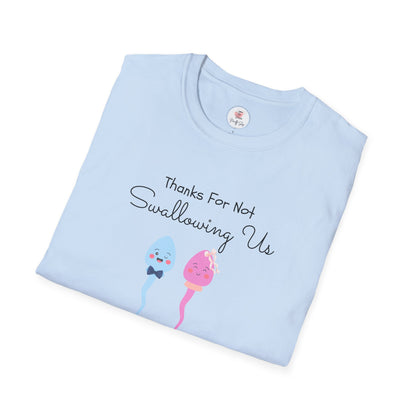 Mother’s Day Twins T-Shirt — “Thanks For Not Swallowing Us” Cute Sperm Cartoon Tee