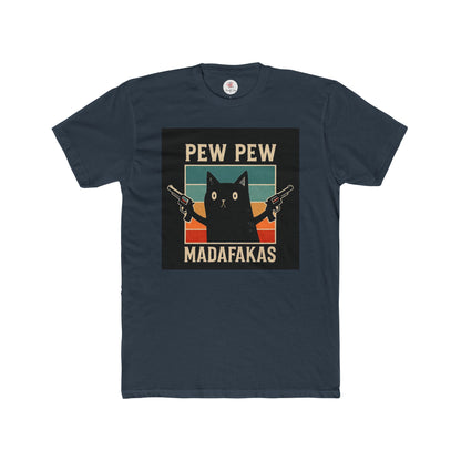 Funny Cat Pew Pew Madafakas Crew Neck T-Shirt