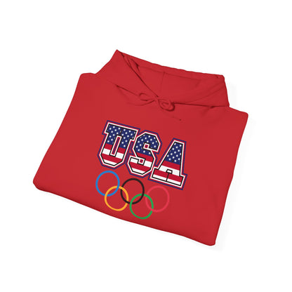 Team USA Olympic Rings Hoodie — American Flag Sports Fan Pullover