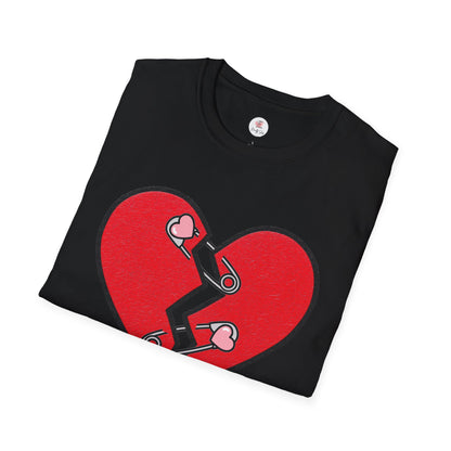 Mended Broken Heart T-Shirt —  Cracked Heart with Safety Pins Graphic