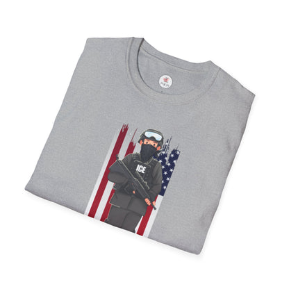 ICE Officer American Flag "Thank You" T-Shirt