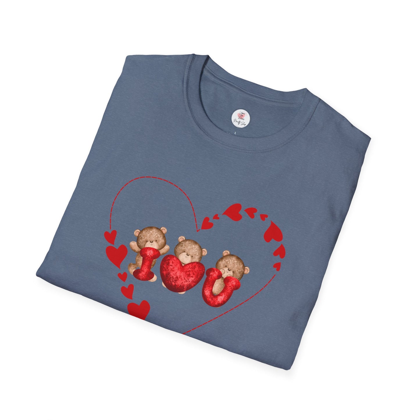 Valentine Teddy Trio Heart T-Shirt – I Love You Cute Bears Valentine Tee