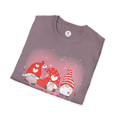 Valentine Gnome Trio T-Shirt — Cute Hearts & Cozy Valentine Gnomes Tee