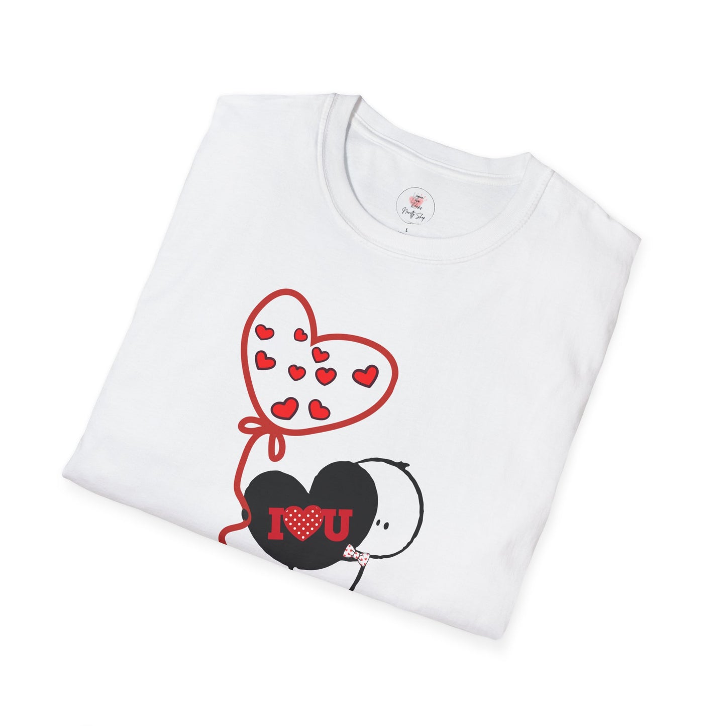 Valentine Heart Balloon T-Shirt — Cute "I Love You" Cartoon Tee
