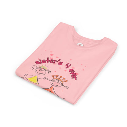 Sisters 4 Ever Youth Tee — Cute Hand-Drawn Sisterhood Kids Shirt