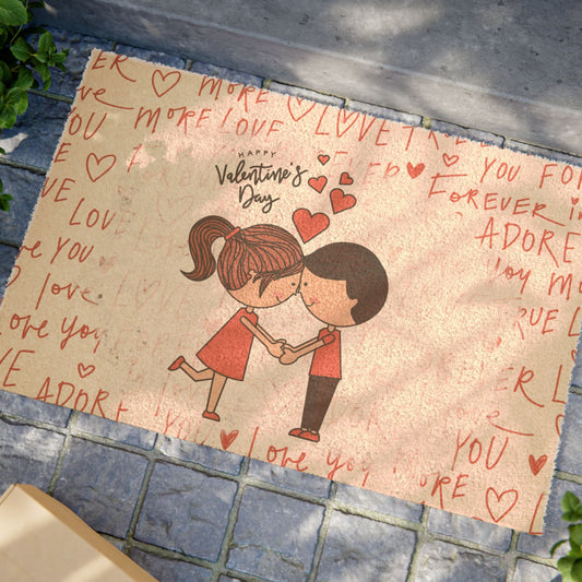 Valentine’s Day Cute Couple Doormat – 'You & Me' Love Welcome Mat