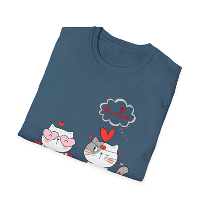 Valentine Cat Couple T-Shirt — "Be Mine" Cute Heart Kittens Tee