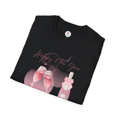 New Year Pink Champagne T-Shirt — "Happy New Year" Celebration Tee