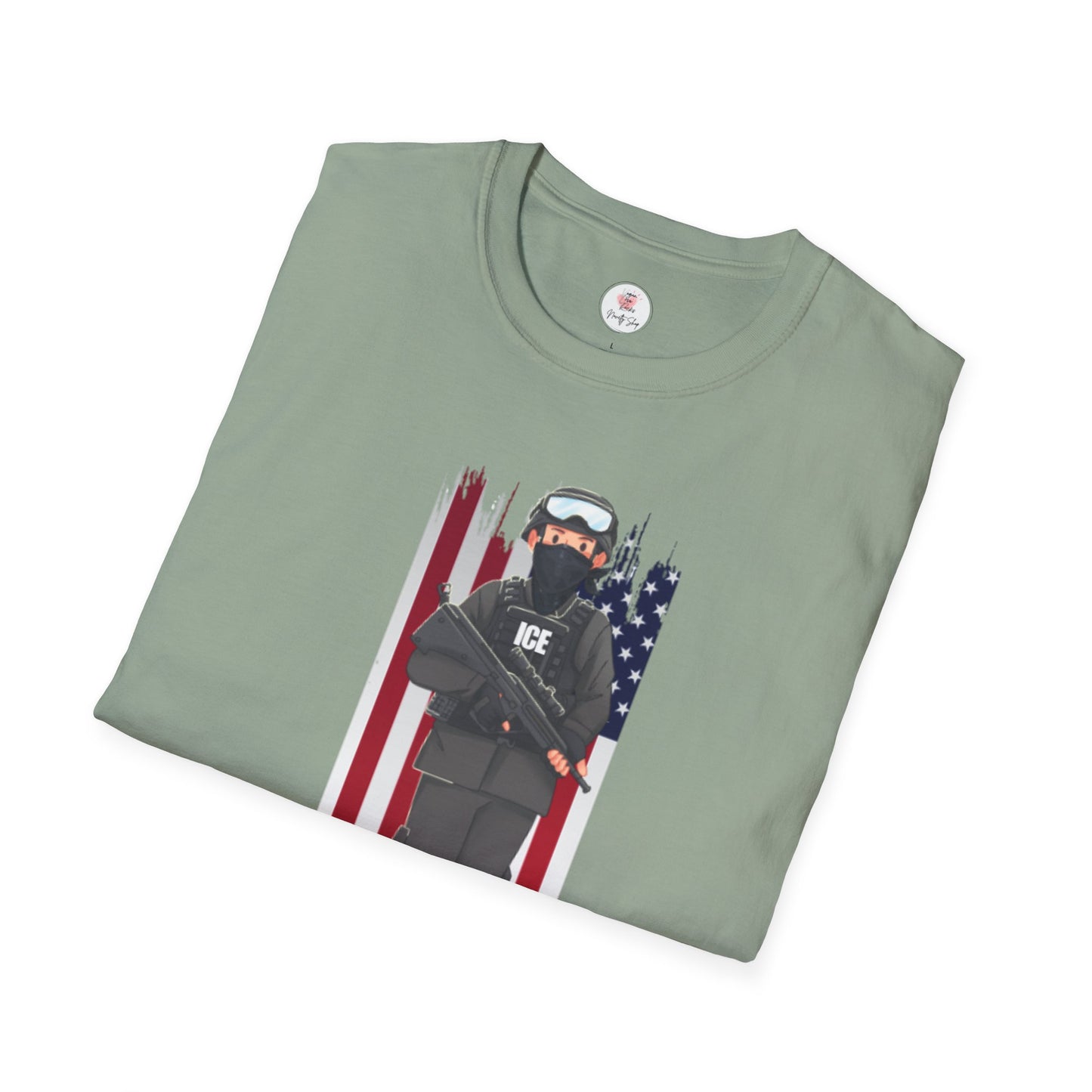ICE Officer American Flag "Thank You" T-Shirt