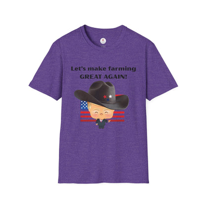 Let's Make Farming Great Again T-Shirt — Patriotic Cowboy Trump Farming Tee