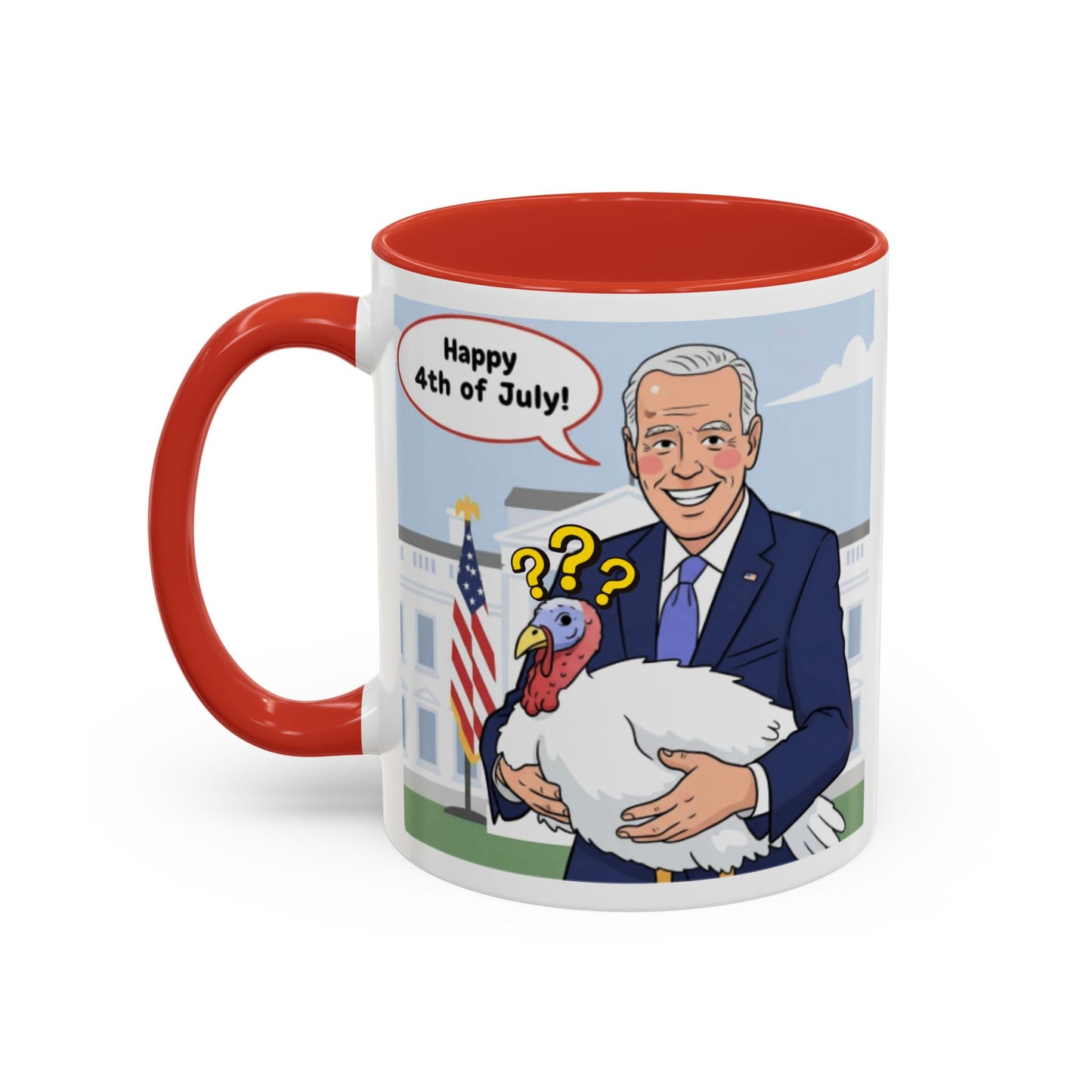 Fourth of July Presidential Turkey Mug - Patriotic Holiday Coffee Cup (11 oz & 15oz)