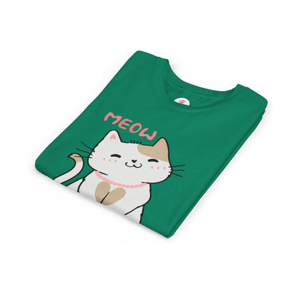 Cute 'Meow' Kitten Youth Tee - Adorable Cat Graphic