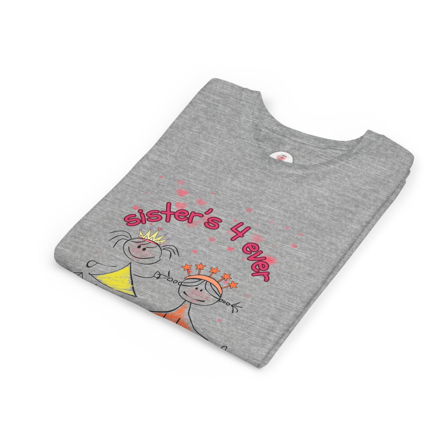 Sisters 4 Ever Youth Tee — Cute Hand-Drawn Sisterhood Kids Shirt