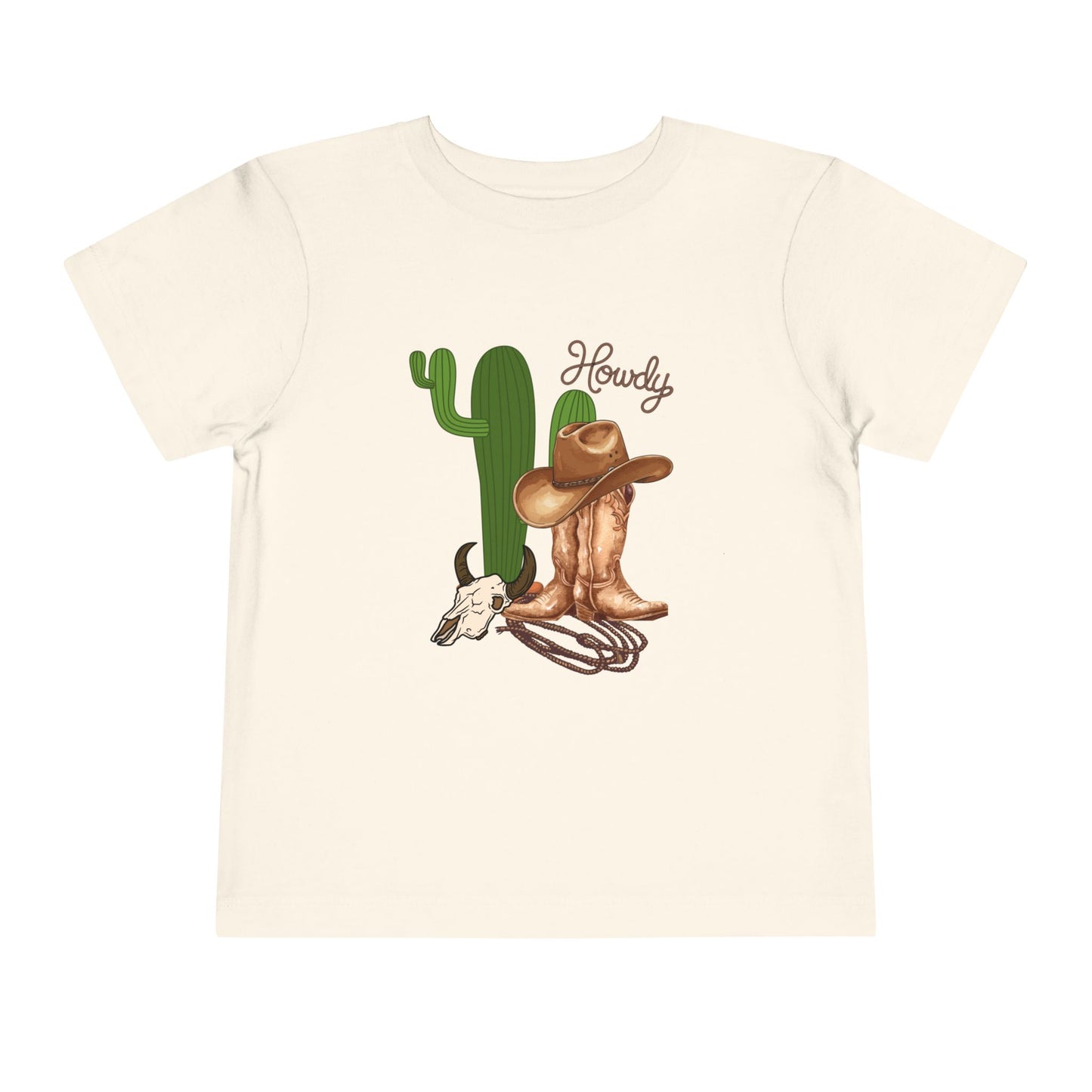 Howdy Cowboy Toddler Tee — Western Cactus, Boots & Skull Kids Shirt