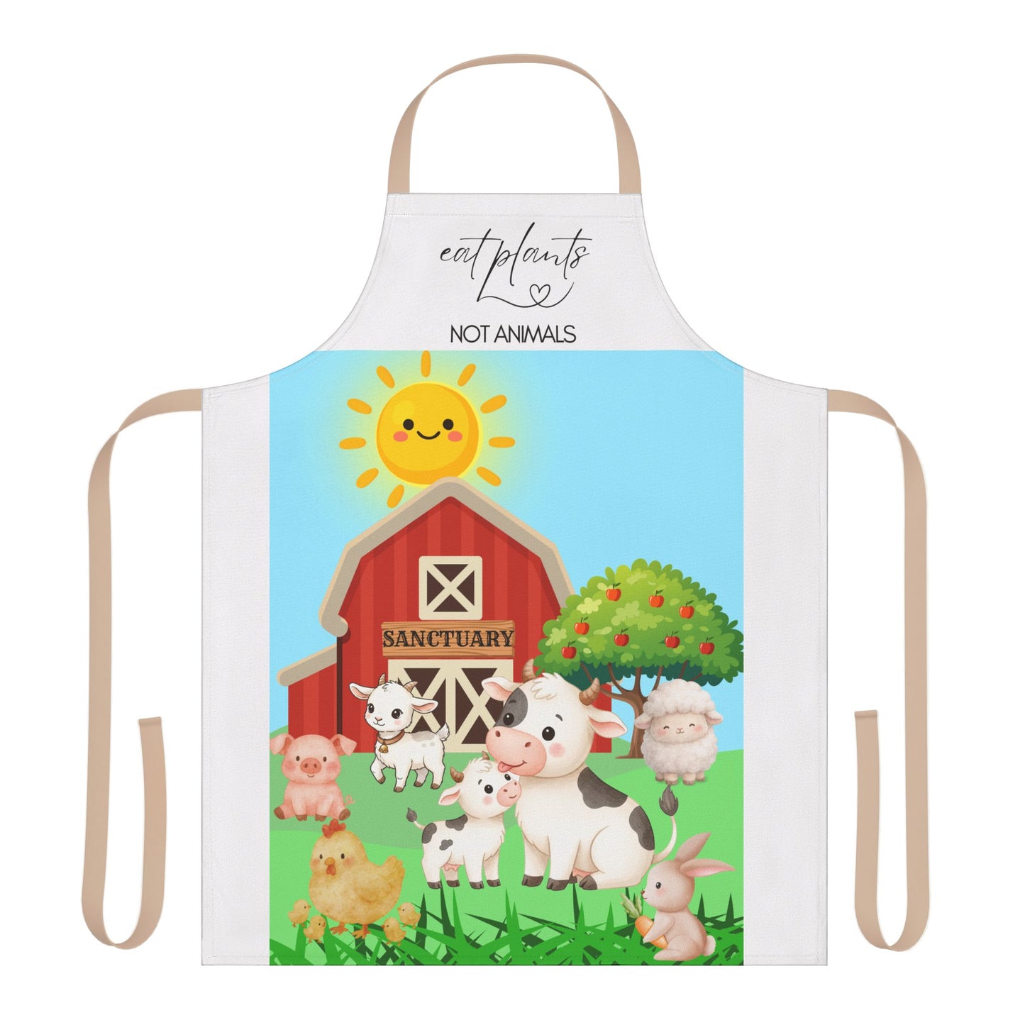 Animal Sanctuary Apron – “Eat Plants Not Animals” Vegan Kitchen Apron