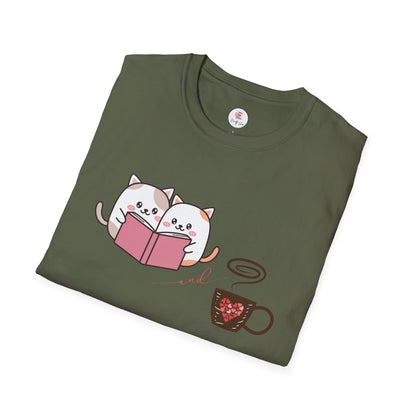 Cute Cats, Books, and Coffee T-Shirt